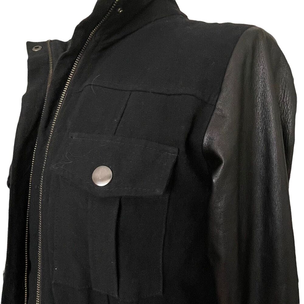 Rails Sz S Black Cargo Dark Academia Utility Jacket Lamb Leather Sleeves $348 - Picture 2 of 9